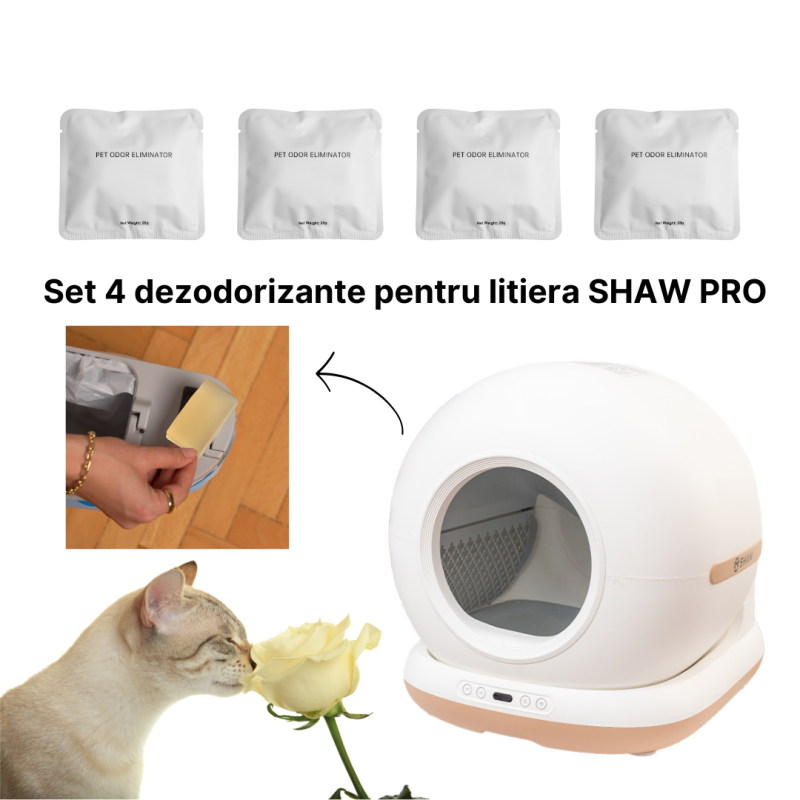 Set 4x Dezodorizant Litiera Automata SHAW PRO – Eliminare Eficienta a Mirosurilor