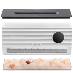 Difuzor de Aromaterapie cu Efect de Flacara ELUXIO tip Umidificator 3-in-1 cu Lampa de Sare Himalaya, 260ml