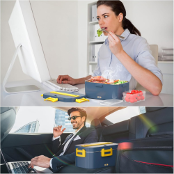 Caserola Electrica pentru Pranz Eluxio, 1.8L, 75W, Incalzire Rapida, 3 in 1 pentru Masina si Birou, Incalzitor Alimente Portabil