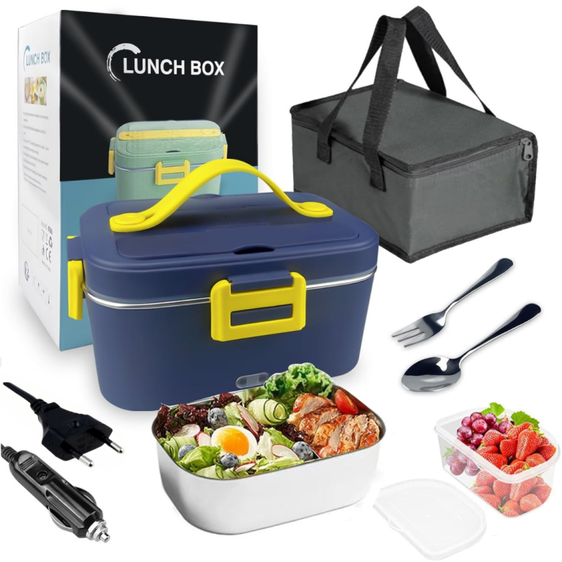 Caserola Electrica pentru Pranz Eluxio, 1.8L, 75W, Incalzire Rapida, 3 in 1 pentru Masina si Birou, Incalzitor Alimente Portabil