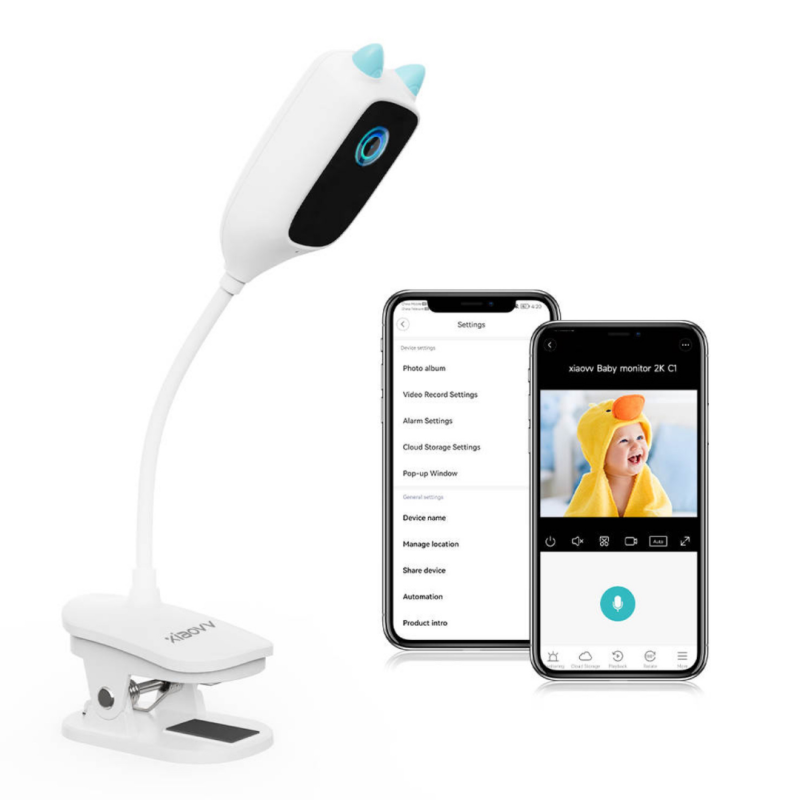 Camera video smart bebelusi Xiaovv Baby Monitor, Aplicatie mobila, Night vision, Detectare plans si miscare