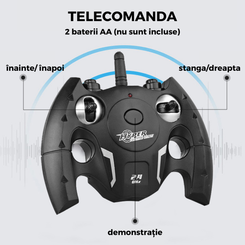 Masina cu telecomanda pentru copii, masinuta de cascadorie, de drift cu rotire la 360 grade si rasturnari de 180 grade, albastru