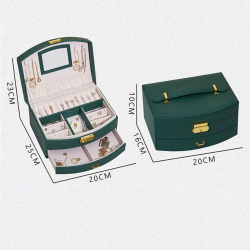 Cutie de Bijuterii Eleganta tip Organizator bijuterii, Verde inchis, 20 x 16 x 10 cm