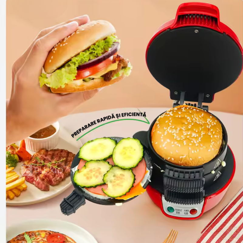 Burger Maker Eluxio, Antiaderenta, Multifunctionala, Perfecta pentru Chiftele, Omlete, Friptura si Mic Deju