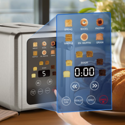 Prajitor de Paine Digital Eluxio, Panou de control touch, Temporizator, 6 Setari de Rumenire, Functie Bagel, Inox