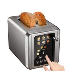 Prajitor de Paine Digital Eluxio, Panou de control touch, Temporizator, 6 Setari de Rumenire, Functie Bagel, Inox