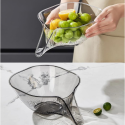 Sita de Scurgere Multifunctionala tip Strecuratoare cu Pipa, Bol pentru Spalare Legume, Paste si Salate