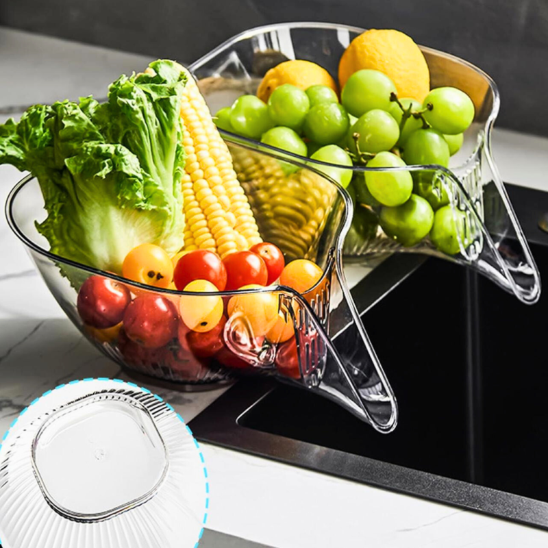 Sita de Scurgere Multifunctionala tip Strecuratoare cu Pipa, Bol pentru Spalare Legume, Paste si Salate