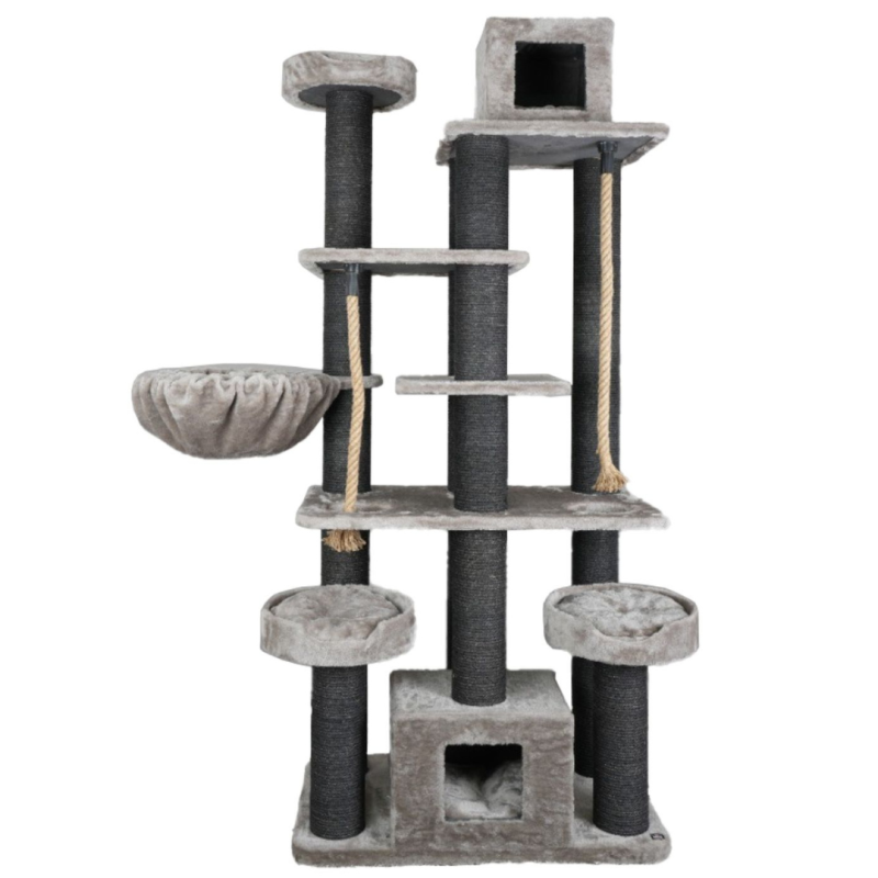 Ansamblu de joaca si catarat pentru pisici cu sisal, SHAW, MDF, gri, model Los Angeles