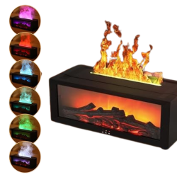 Difuzor de Aromaterapie cu Efect de Flacara ELUXIO tip Umidificator, 200ml, Lampa Ambientala cu 7 Culori, Silentios, Negru