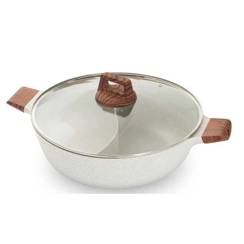 Tigaie Eluxio cu Separator, Gatire Simultana, Aluminiu Turnat Antiaderent, Compatibila Inductie, Gaz si Vitroceramica