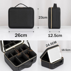 Geanta de Machiaj ELUXIO cu Oglinda LED, cu Lumina Reglabila, Compartimente Ajustabile si Design Premium, marime S