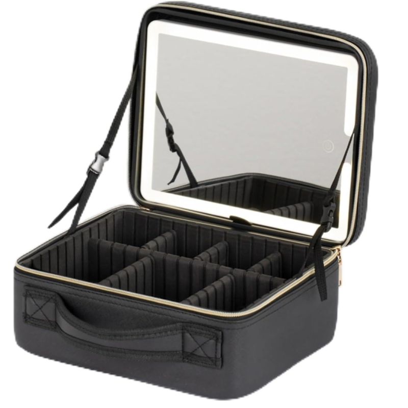 Geanta de Machiaj ELUXIO cu Oglinda LED, cu Lumina Reglabila, Compartimente Ajustabile si Design Premium, marime S