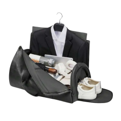 Geanta de calatorie din piele ecologica, Ergonomica, Practica, Unisex, Negru