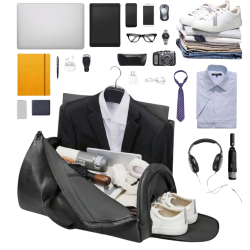 Geanta de calatorie din piele ecologica, Ergonomica, Practica, Unisex, Negru