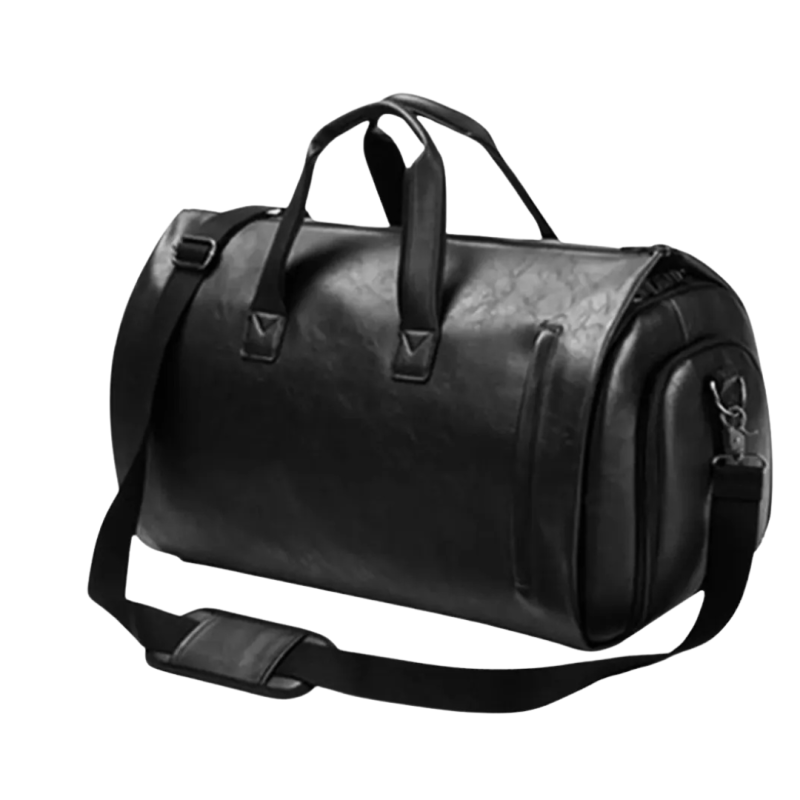 Geanta de calatorie din piele ecologica, Ergonomica, Practica, Unisex, Negru