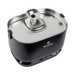 Fantana de apa smart SHAW® PRO V3 cu baterie si senzor, aplicatie mobila, sterilizare UV, pompa wireless, sistem filtrare, Negru