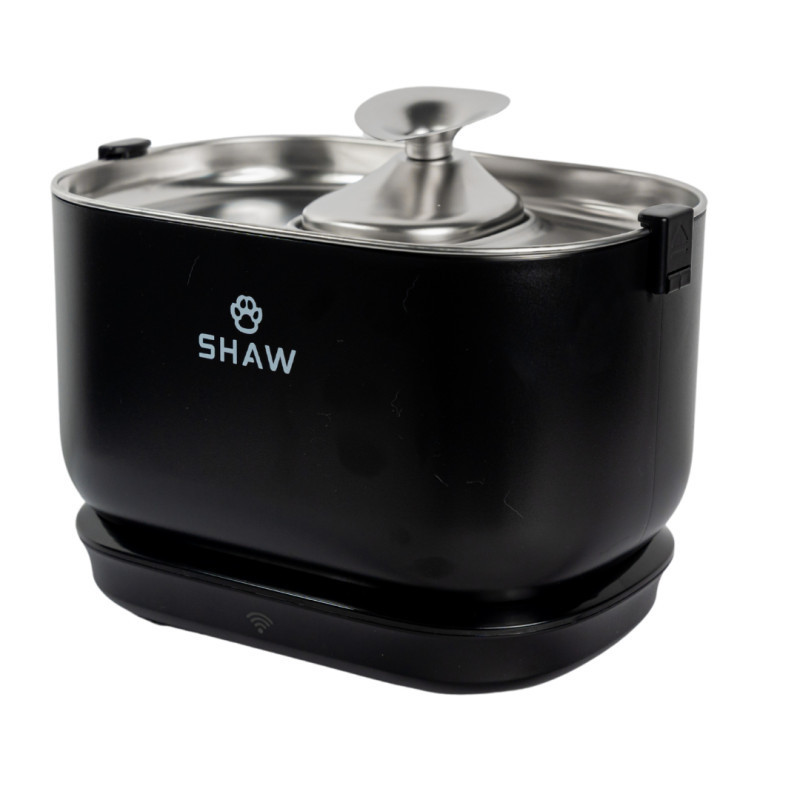 Fantana de apa smart SHAW® PRO V3 cu baterie si senzor, aplicatie mobila, sterilizare UV, pompa wireless, sistem filtrare, Negru