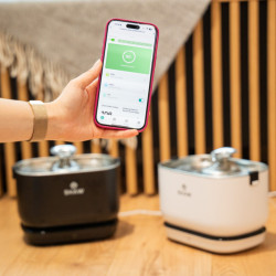 Fantana de apa smart SHAW® PRO V3 cu baterie si senzor, aplicatie mobila, sterilizare UV, pompa wireless, sistem filtrare, Negru