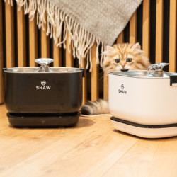 Fantana de apa smart SHAW® PRO V3 cu baterie si senzor, aplicatie mobila, sterilizare UV, pompa wireless, sistem filtrare, Negru