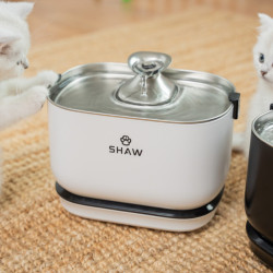 Fantana de apa SHAW® PRO V3 cu baterie si senzor inteligent, pompa wireless, sistem filtrare, silentioasa, Alb