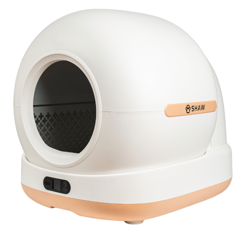Litiera automata smart SHAW® Ultra pentru pisici, auto-curatare, sterilizare UV, odorizant, aplicatie mobila, bej