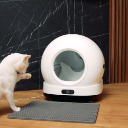 Litiera automata smart SHAW® Ultra pentru pisici, auto-curatare, sterilizare UV, odorizant, aplicatie mobila, negru