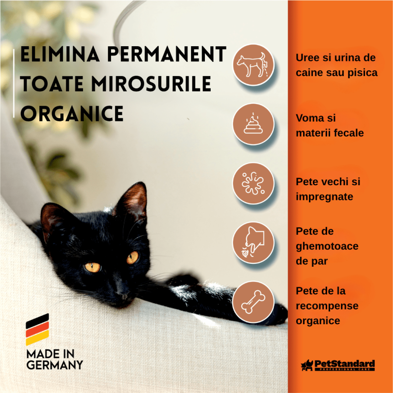 Solutie Profesionala Enzimatica pentru Eliminarea Petelor cu Neutralizare Mirosuri, Pet Standard, 750 ml