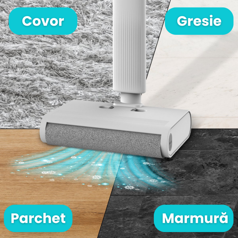 Mop Electric Fara Fir Eluxio – Curatare Umeda si Uscata, Aspirator 3-in-1, Reincarcabil si Portabil