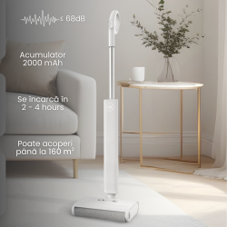 Mop Electric Fara Fir Eluxio – Curatare Umeda si Uscata, Aspirator 3-in-1, Reincarcabil si Portabil