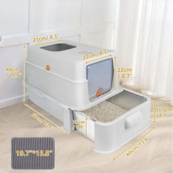 Litiera inox modulara SHAW® XL pentru pisici, cu sertar, usor de curatat, rezistenta