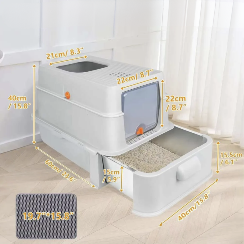 Litiera inox modulara SHAW® XL pentru pisici, cu sertar, usor de curatat, rezistenta