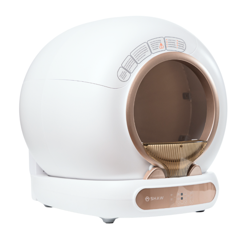 Litiera automata smart SHAW® V4 pentru pisici, auto-curatare, eliminare mirosuri prin ionizare, aplicatie mobila, 9L