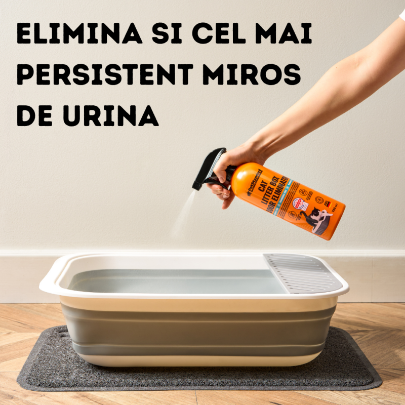 Solutie Profesionala Enzimatica pentru Eliminarea Mirosului de Urina, pentru Curatare Litiera, fara parfum, 750 ml