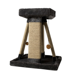 Ansamblu de catarat pentru pisici cu zone de zgariat si culcus superior, model tip piramida, MDF, inaltime 59 cm
