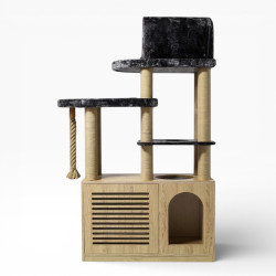 Ansamblu de catarat pentru pisici cu dulap pentru litiera, inaltime 200 cm, MDF premium, model Bodrum