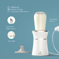 RESIGILAT Incalzitor biberon portabil Kindy, fara fir, electric, adaptoare pentru biberoane, USB, Alb