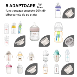 RESIGILAT Incalzitor biberon portabil Kindy, fara fir, electric, adaptoare pentru biberoane, USB, Alb