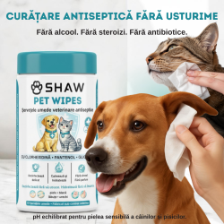Servetele umede cu clorhexidina pentru caini si pisici, SHAW, Dezinfectare si hidratare zilnica
