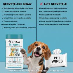 Servetele umede cu clorhexidina pentru caini si pisici, SHAW, Dezinfectare si hidratare zilnica