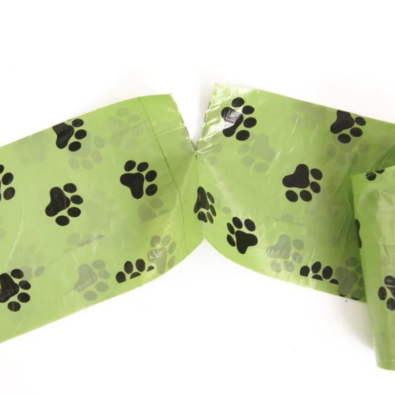 Set 4 role saci de gunoi, 15 buc/rola, pentru caini/pisici, biodegradabile, verde