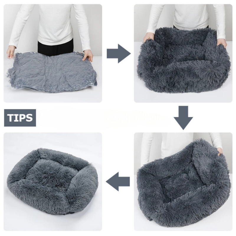 Pat pufos si moale pentru Caini, SHAW®, 95 x 75 cm, Gri inchis