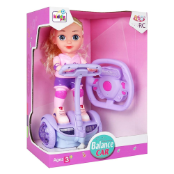 Papusa cu roti si telecomanda Balance RC, rotire 360, muzica si lumini interactive, mov