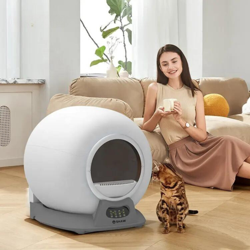 Litiera automata smart SHAW® V2 pentru pisici, auto-curatare, sterilizare, aplicatie mobila, 9L