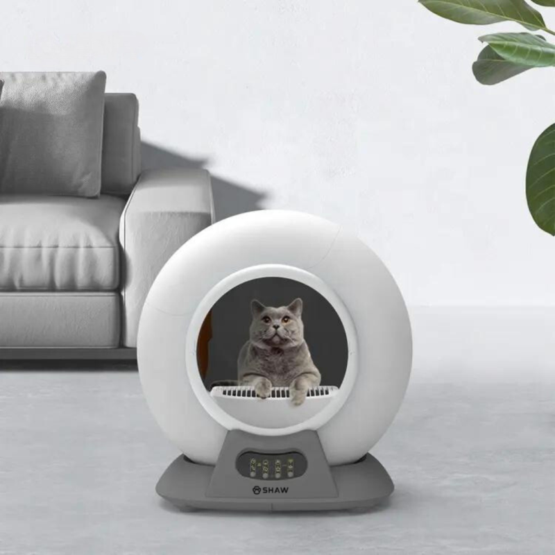 Litiera automata smart SHAW® V2 pentru pisici, auto-curatare, sterilizare, aplicatie mobila, 9L
