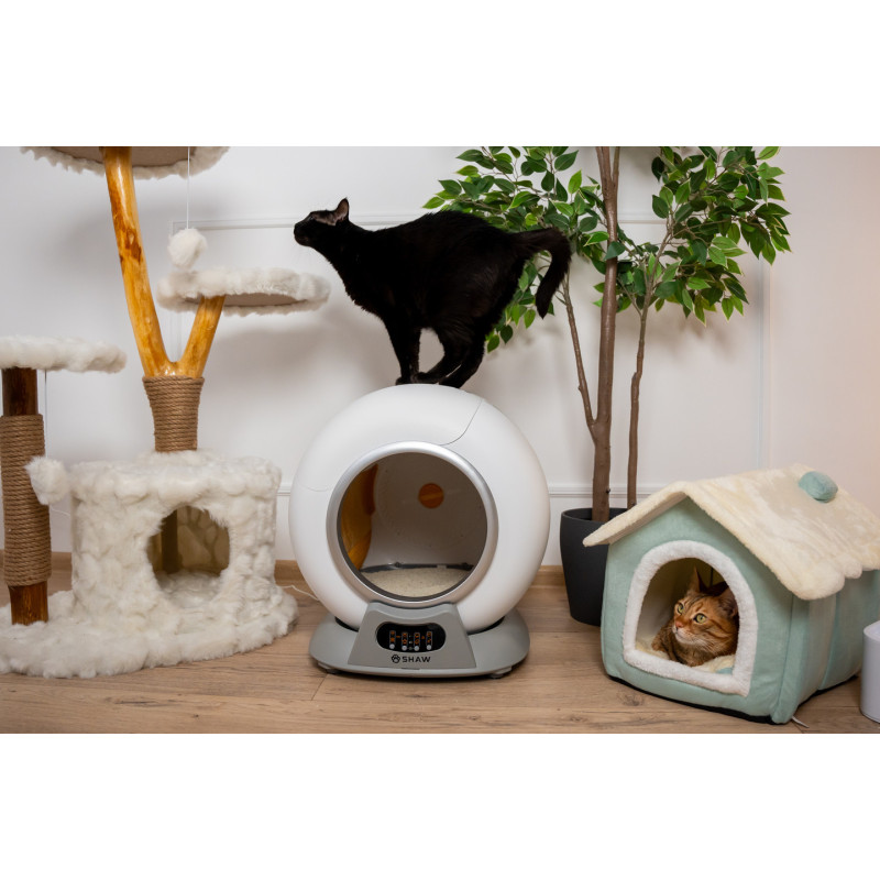 Litiera automata smart SHAW® V2 pentru pisici, auto-curatare, sterilizare, aplicatie mobila, 9L