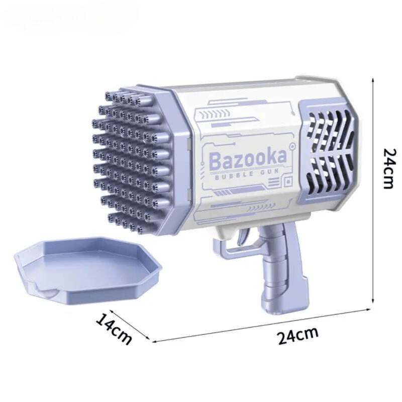 Pistol de baloane sapun, Bazooka Kindy, mov, reincarcabil, 2 sticlute lichid baloane