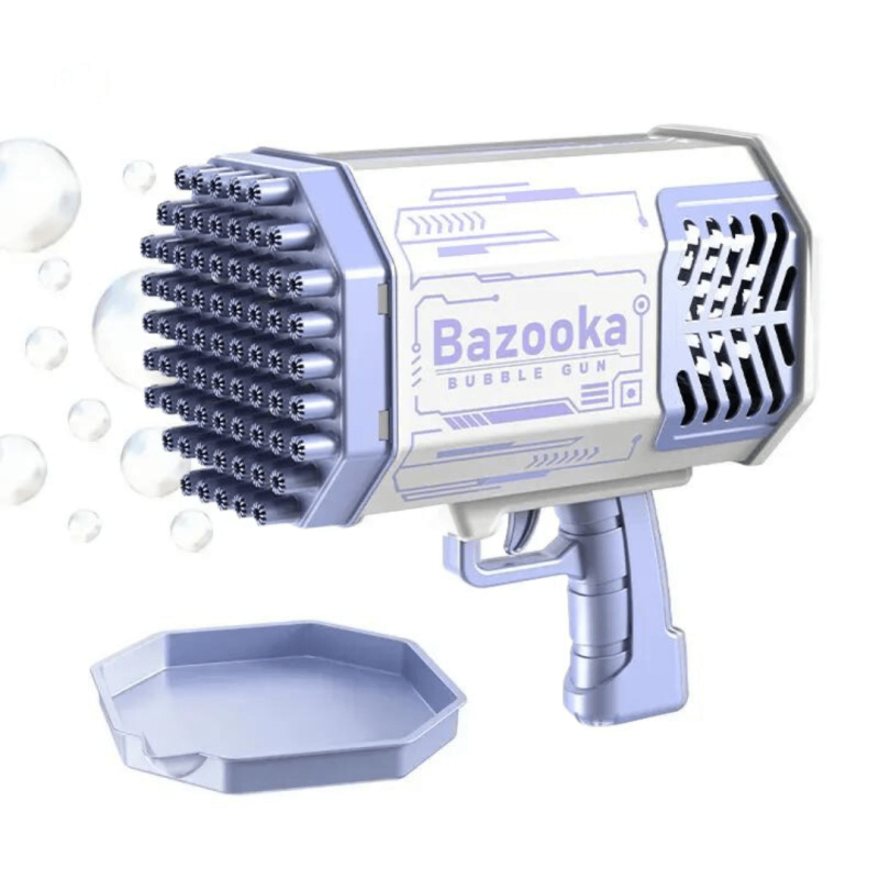 Pistol de baloane sapun, Bazooka Kindy, mov, reincarcabil, 2 sticlute lichid baloane