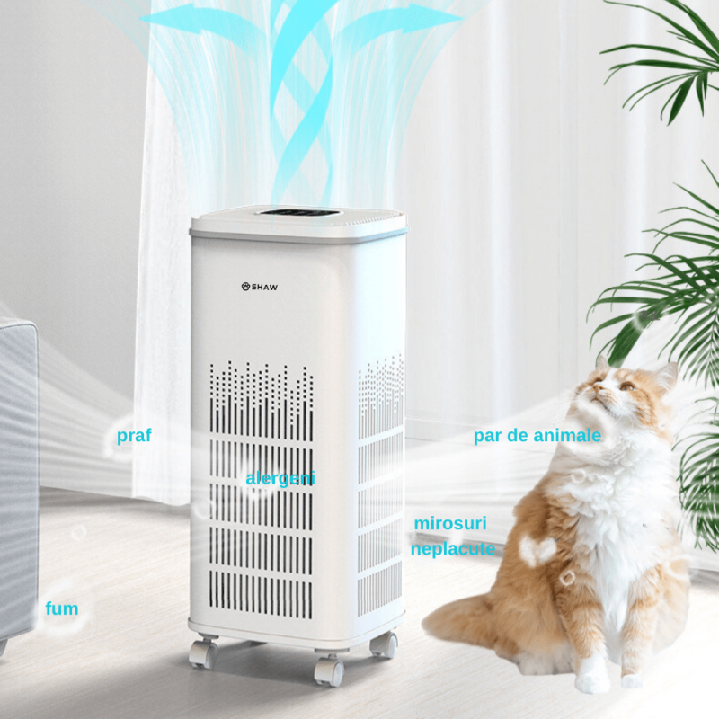 Purificator de aer SHAW®, tehnologie UV, aplicatie mobila, eficient impotriva parului de animale si a mirosurilor neplacute