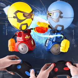 Set 2 Roboti de lupta cu cap din balon, pentru copii, Kindy, control telecomanda, baloane de schimb + Cadou extra 20 baloane